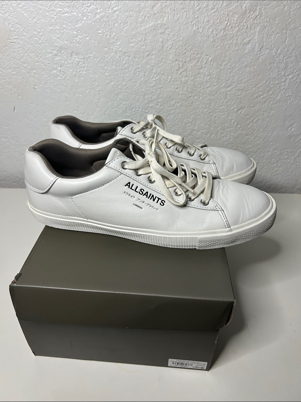 AllSaints White Leather Low-Top Sneakers